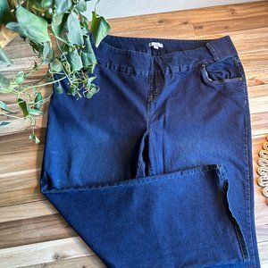 Dark Wash Pull On Boot Cut Jeggings